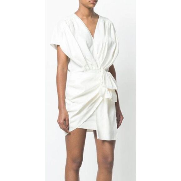 Magda Butrym Durango V-Neck Cap-Sleeve Gathered Cocktail Dress NWOT Size 2/4 - Picture 1 of 9
